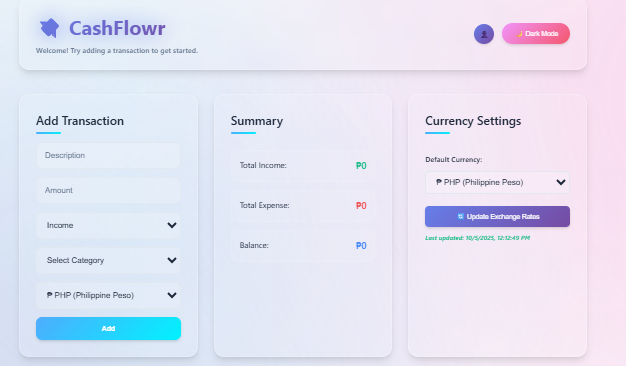 CashFlowr Screenshot